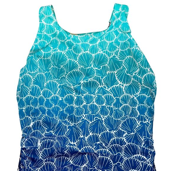 Miraclesuit x Talbots High Neck One Piece Swimsuit Ombré Shells Size 16 Pool NEW - Picture 4 of 13